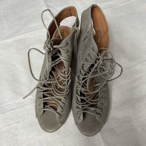 Jeffrey Campbell Open Toe Ankle lace Up Heel Bootie sz 8